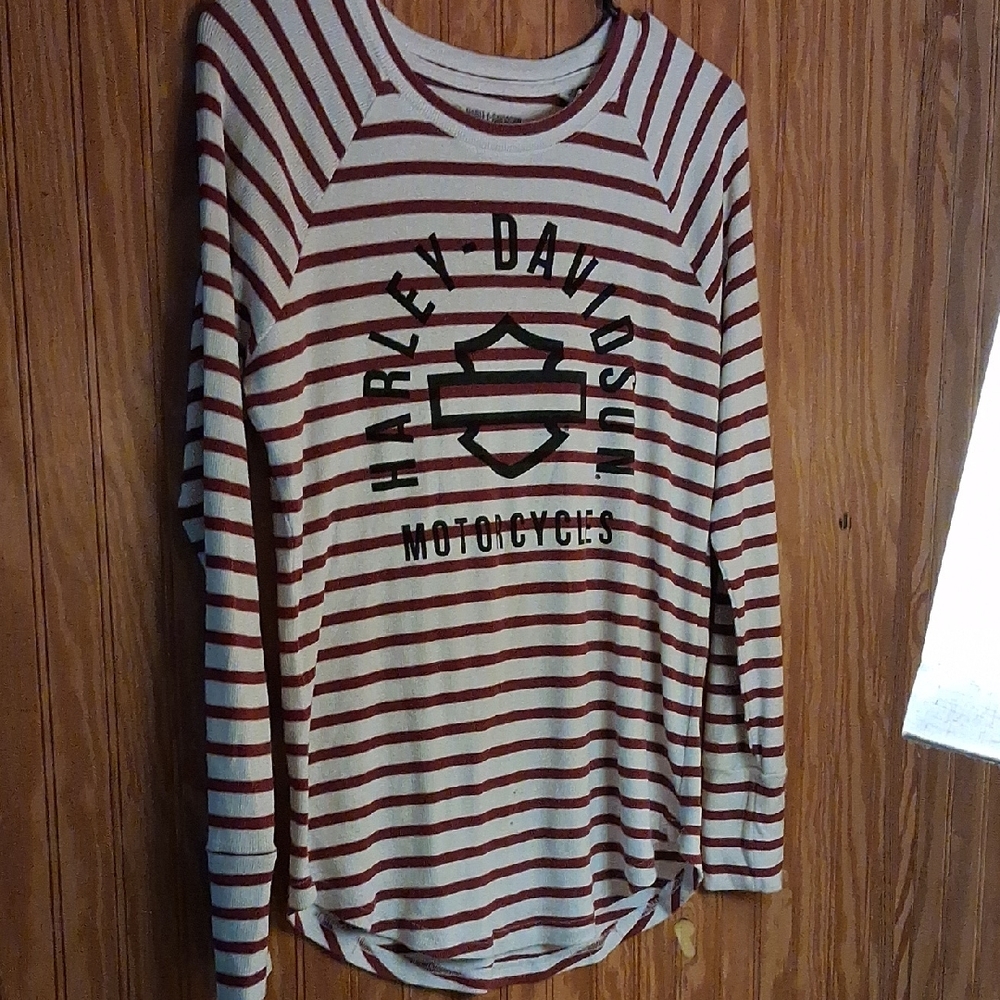 Harley-Davidson Red and White Striped Shirt